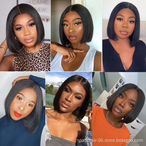 Factory Wholesale Bob Transparent Lace Wigs Human Hair, Brazilian Bob HD Lace Wig, Curly Short Bob Wigs 100% Human Hair